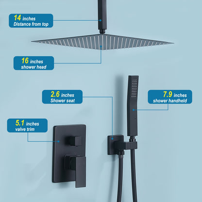 Wanddouche – Douchekop – Handdouche – Douche Set – Badkamer Douche – Donker Design – Zonder Elektriciteit – Duurzaam Material