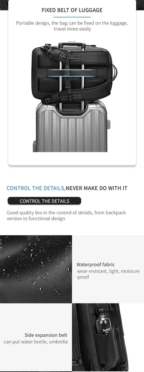 Vacuum rugzak - 60L - Waterdichte rugzak - 17” laptopcompartiment - Inclusief pomp - 49 cm x 32 cm x 15 cm /20 cm - Zwart