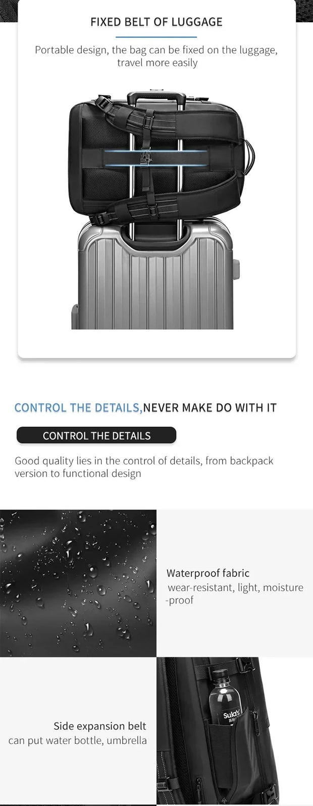 Vacuum rugzak - 60L - Waterdichte rugzak - 17” laptopcompartiment - Inclusief pomp - 49 cm x 32 cm x 15 cm /20 cm - Zwart