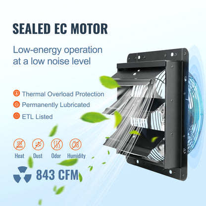 Wandafzuiger – Ventilator – Ventilatierooster – Afzuigventilator – Luchtververser – Volledig Metalen Behuizing – Instelbare Snelheid met Temperatuur- en Vochtigheidsregeling