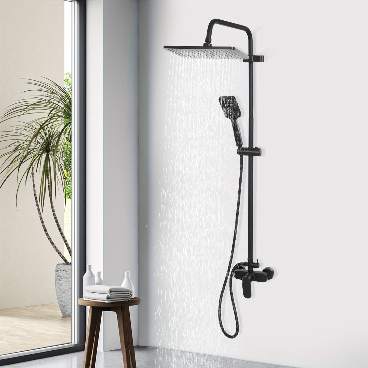 Badkraan – Badmengkraan – Douchekraan – Handdouche – Thermostaatkraan – Waterbesparend – Mat Zwart Met Chroom