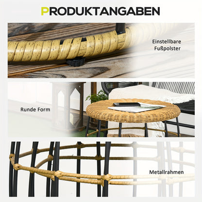 Bijzettafel – Bijzettafeltje – Banktafel – Salontafel – Side Table – Set van 2 – Stapelbaar – Kunststof Rattan – Kaki – Geschikt voor Buitengebruik