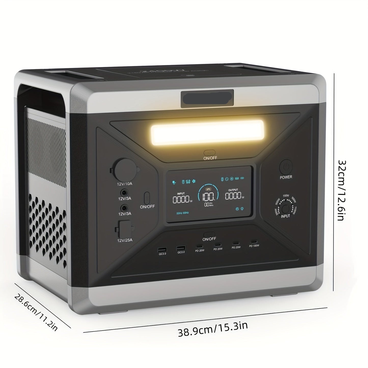 Draagbare Power Station – Mobiele Energiebron – Noodstroomvoorziening – Camping Accu – 2160Wh Capaciteit – 4800W Piekvermogen