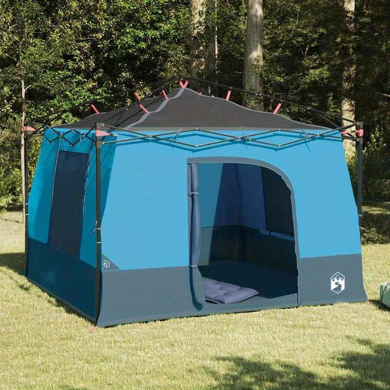 Outdoor Tent – Camping Tent – Kampeertent – Festival Tent – Reis Tent – Blauw-Zwart – Ruim 290x288 cm – Duurzaam Glasfiber Frame