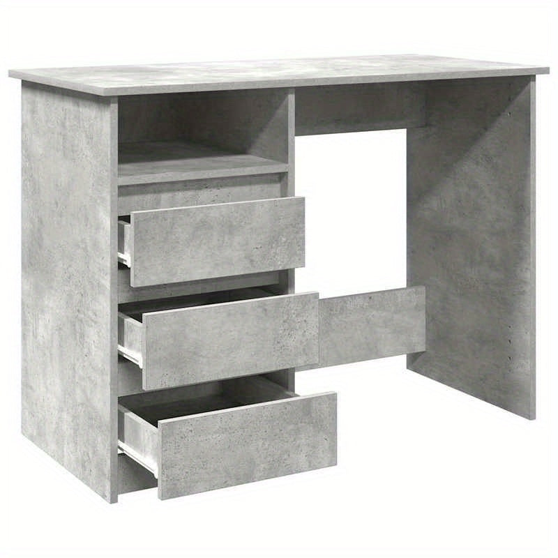Modern Gray Engineered Wood Desk - 102x50x75cm, Concrete Gray Finish, Durable & Moisture-Resistant, Anti-Warpage, Ideal for Home Office, Study, or Bedroom