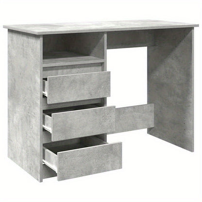 Modern Gray Engineered Wood Desk - 102x50x75cm, Concrete Gray Finish, Durable & Moisture-Resistant, Anti-Warpage, Ideal for Home Office, Study, or Bedroom