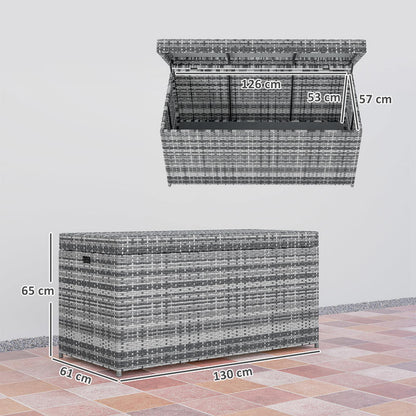 Opbergbox – Opbergmand – Opbergkist – Opbergdoos – Grote Rattan Opbergbox – 380L – UV-Bestendig – 130x61x65 cm – Donkergrijs