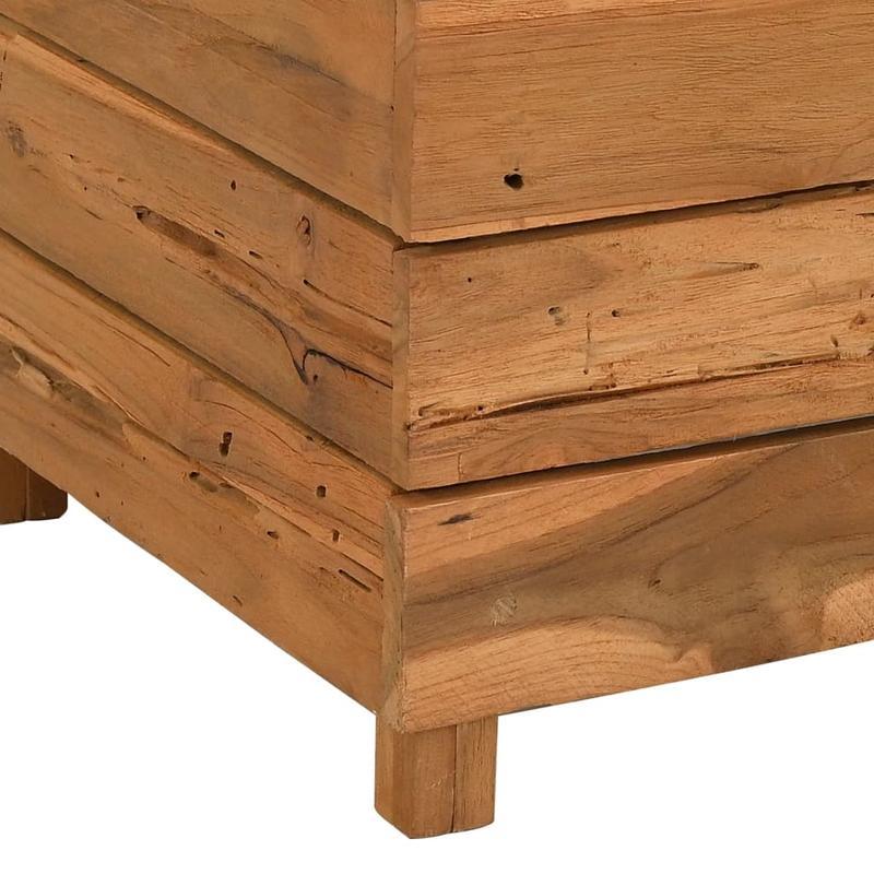 Bloemenrek – Plantenrek – Bloemenstandaard – Plantenbak – Plantenhouder – Marrone – Gerecycled Teakhout – Weerbestendig Stalen Frame – 50x40x72 cm