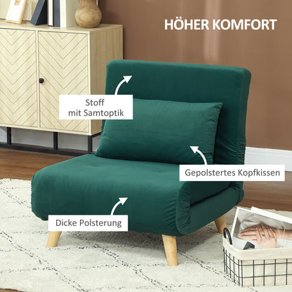 Relaxfauteuil – Slaapfauteuil – Relaxstoel – Ligstoel – Donkergroen – Verstelbare Rugleuning – Stevig Metalen Frame tot 120 kg
