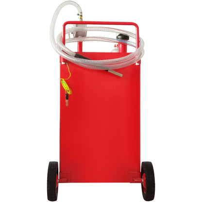 Brandstoftank – Brandstofcontainer – Jerrycan – Benzinetank – Tankwagen – 30 Gallon Inhoud – Roestvrij Staal Met Handpomp en 8 Inch Wielen