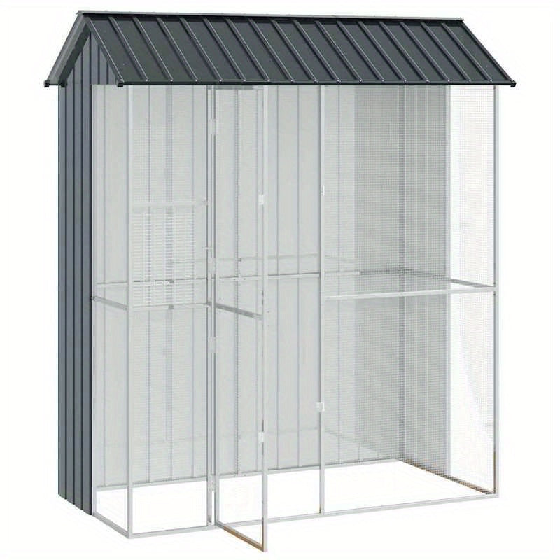 Buitenvolière – Vogelkooi – Vogelkooi Buiten – Vogelkooi Groot – Buitenren – Antraciet – Gegalvaniseerd Staal – Ruim 215x110x247 cm – Weerbestendig & Predatorbestendig