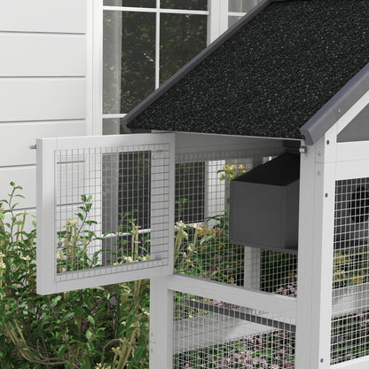 Houten Vogelkooi – Papegaai Kooi – Vogelkooi Buiten – Vogelkooi Met Speelruimte – Vogelvolière – Waterdak – 92x52x171 cm Grijs