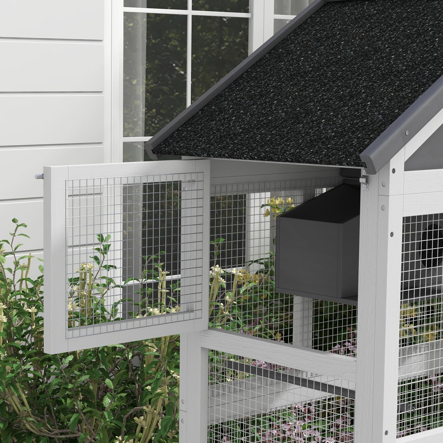 Vogelkooi – Papegaaienkooi – Parkietenkooi – Vogelvolière – Vogelhuis – Ruim 92x52x171 cm – Waterdicht Asfalt Dak