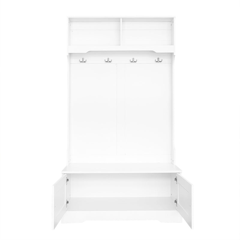 Halmeubel Wit – Kapstok – Schoenenkast – Entree Meubel – Opbergkast – Soft-Close Deuren – Geïntegreerde Zitbank Met Opbergruimte