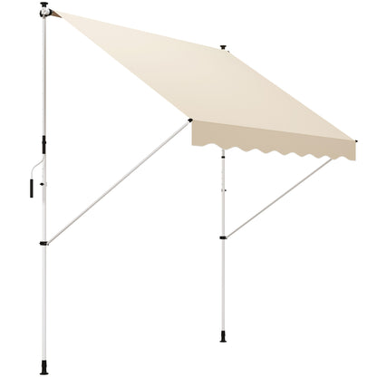 Uitschuifbare Zonwering – Zonnescherm – Markies – Terrasoverkapping – Luifel – Verstelbare Hoogte – Aluminium Frame – Beige Polyester – Anti-UV – Muurloos Montagesysteem
