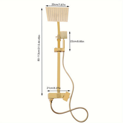 Golden Douche Systeem – Regendouche – Douche Set – Douchekop – Douche Accessoires – Roestvrij Staal – Verstelbare Hoogte – Luxe Gouden Afwerking