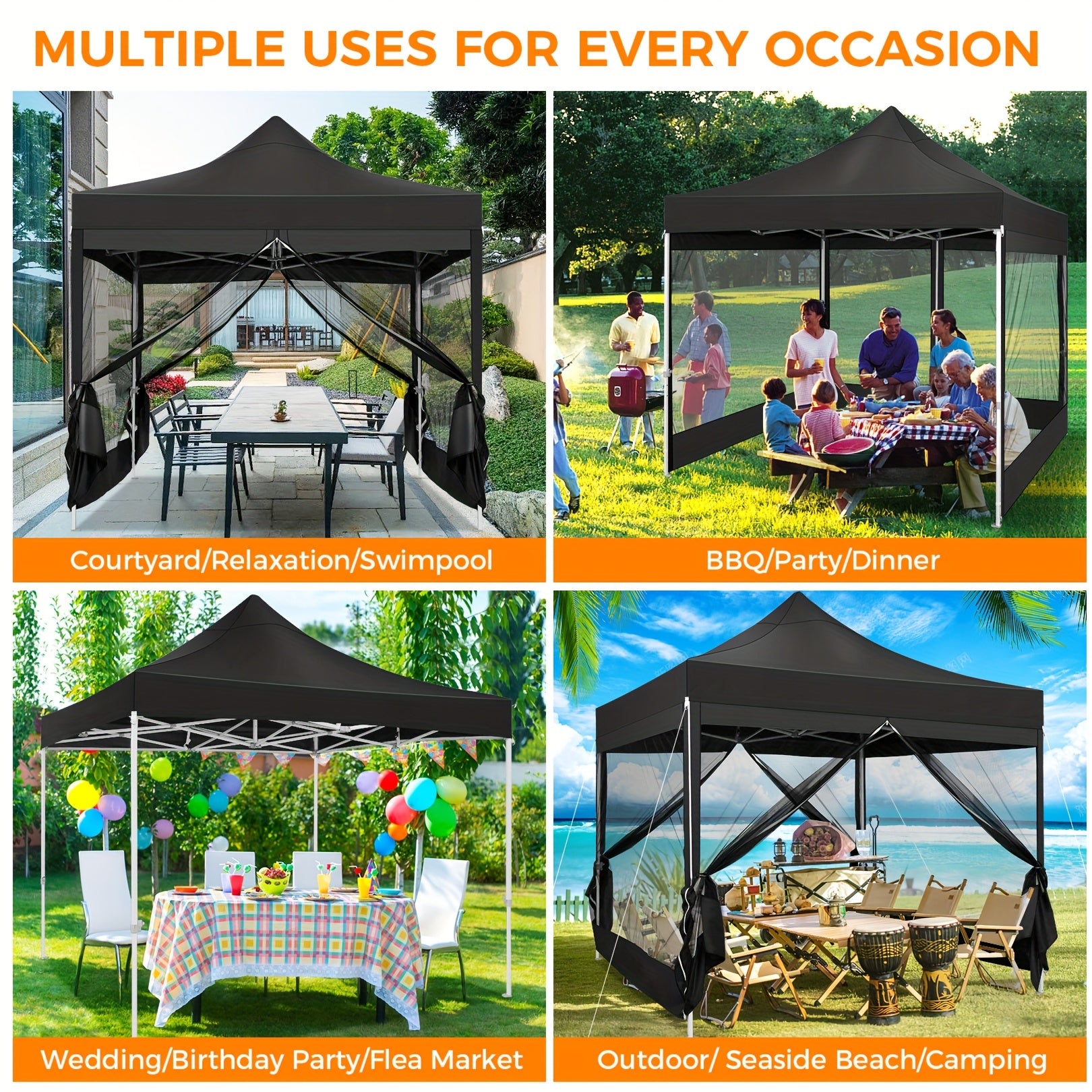 Klaptent – Inklapbare Tent – Muskietennet Tent – Camping Tent – 3x3 Meter – Lichtgewicht Aluminium – Inklapbaar Met Draagtas - QUORE