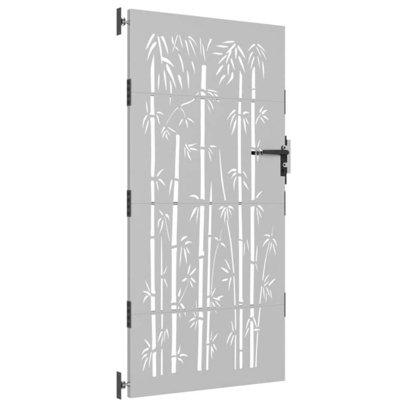 Poort – Tuinpoort – Buitenpoort – Metalen Poort – Stalen Poort – Bamboe Design – Cortenstaal – Weerbestendig – 85x200 cm