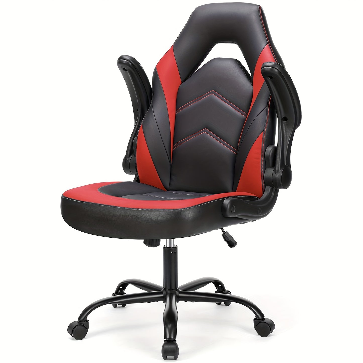 Gamingstoel – Game Chair – Bureaustoel – Racestoel – Werkstoel – Ergonomisch Design – In hoogte verstelbaar – 360° Draaibaar – Inklapbare Armleuningen – Memory Foam Zitting – Rood