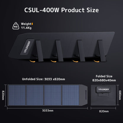 400W Portable Solar Panel Foldable Solar Blanket, Monocrystalline Huge Power Solar Panel, Solar Cells 22.5% High Efficiency for Outdoor Adventures Power Station Camping RV Solar Generator