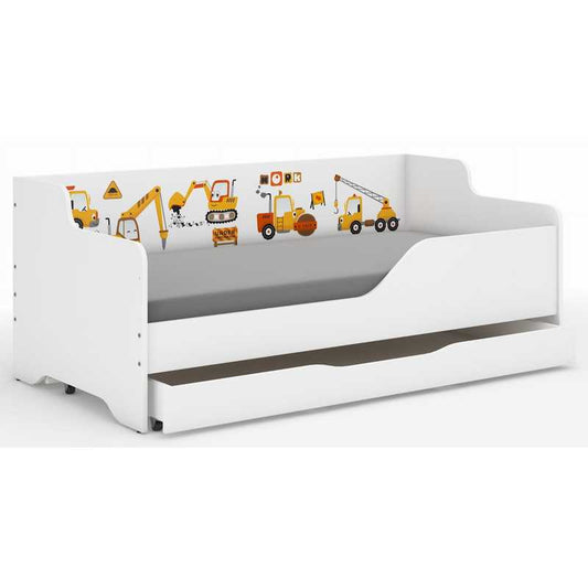 Kinderbed – Peuterbed – Kinderbedje – Bedhuisje – Eenpersoonsbed – Met Uittrekbare Lade – Veiligheidsbarrière 160x80 cm – Stevig Meubelplaatmateriaal