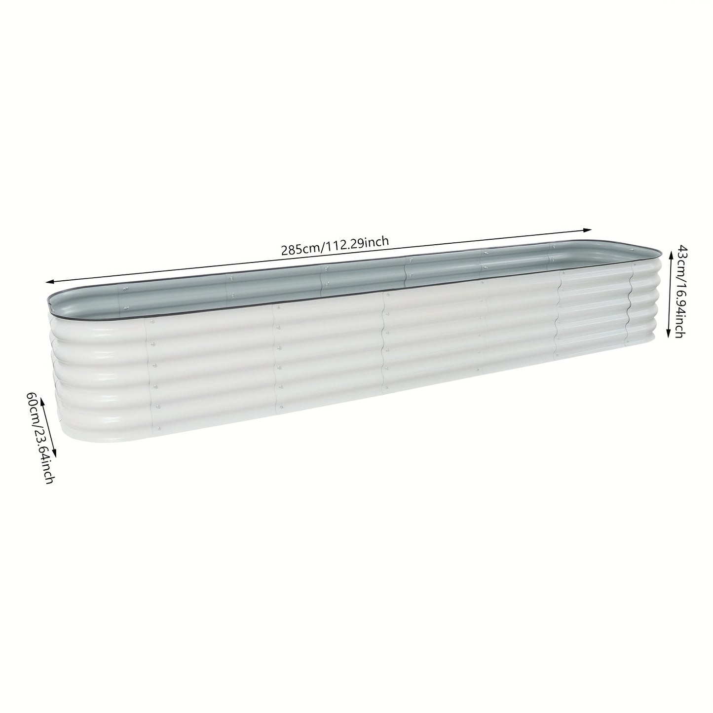 Raised Garden Beds Outdoor – Verhoogde Tuinbak – Plantenbak – Moestuinbak – Kruidenbak – Metaal – Modulair 14-in-1 – 285x60x43 cm – Wit Lichtgrijs – Roestbestendig – Eenvoudige Montage