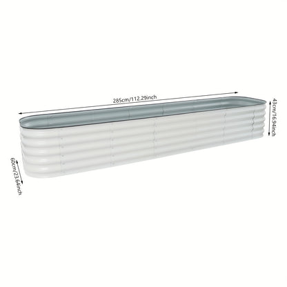Raised Garden Beds Outdoor – Verhoogde Tuinbak – Plantenbak – Moestuinbak – Kruidenbak – Metaal – Modulair 14-in-1 – 285x60x43 cm – Wit Lichtgrijs – Roestbestendig – Eenvoudige Montage