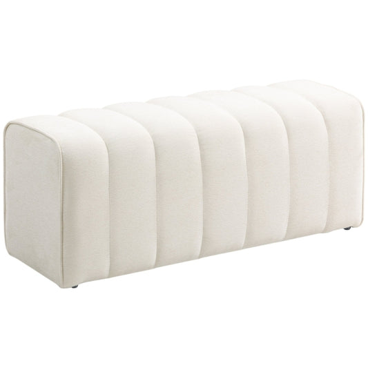 Bedbank – Woningbank – Slaapbank – Bankje – Voetenbank – Gestoffeerd – Houten Frame – Belastbaar Tot 220 Kg – Crème Wit