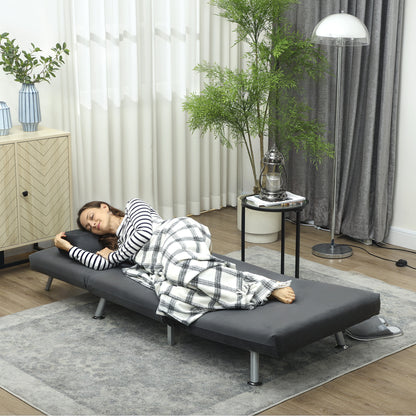Inklapbare Relaxstoel – Vouwstoel – Ligstoel – Relaxbed – Zitbed – Donkergrijs Velvet – Verstelbare Rugleuning – Compact Opvouwbaar