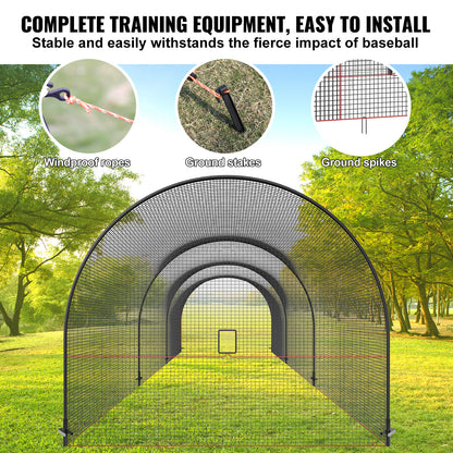 Batting Cage – Honkbal Kooi – Oefenkooi – Softbal Kooi – Pitching Kooi – Extra Ruim 10x3,3x3 Meter – Duurzaam Glasvezel Frame