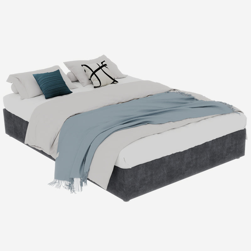 Bedframe 160x200 – Bedombouw – Tweepersoonsbed – Opbergbed – Gestoffeerd Bed – Grijs Nederlands Fluweel – Gaslift Opbergruimte – Modern Minimalistisch Design
