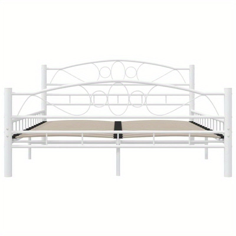 Giroletto Bianco in Metallo 140x200cm - Contemporary White Metal Bed Frame with Elegant Curved Design, Sturdy Metal Frame & Easy Assembly for Bedroom Furniture, Bed Accessories, Modern Bedroom Decor, Minimalist Bed Design, Sl