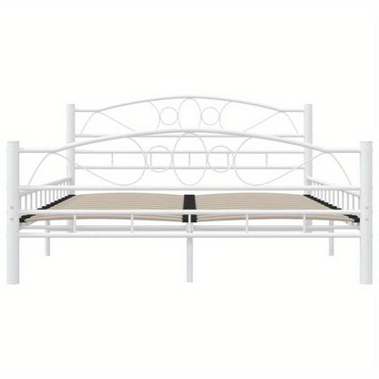 Giroletto Bianco in Metallo 140x200cm - Contemporary White Metal Bed Frame with Elegant Curved Design, Sturdy Metal Frame & Easy Assembly for Bedroom Furniture, Bed Accessories, Modern Bedroom Decor, Minimalist Bed Design, Sl