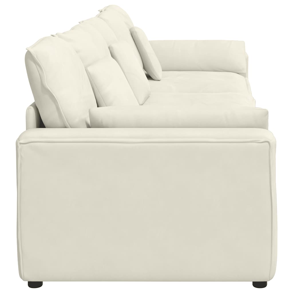 Hoekbank – Modulaire Bank – Loungeset – Zitbank – U-Bank – Fluwelen Bekleding – Stevig Metaalframe – Crèmekleur