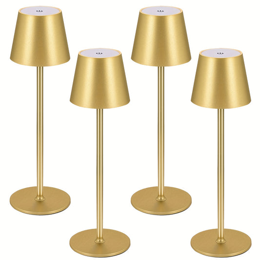 Bureaulamp – Tafellamp – Draadloze Lamp – LED Lamp – Nachtlamp – Draadloos & Oplaadbaar – Touch Bedienbaar – 7000mAh Accu – Minimalistisch Pagoda Design – 2 of 4 Stuks