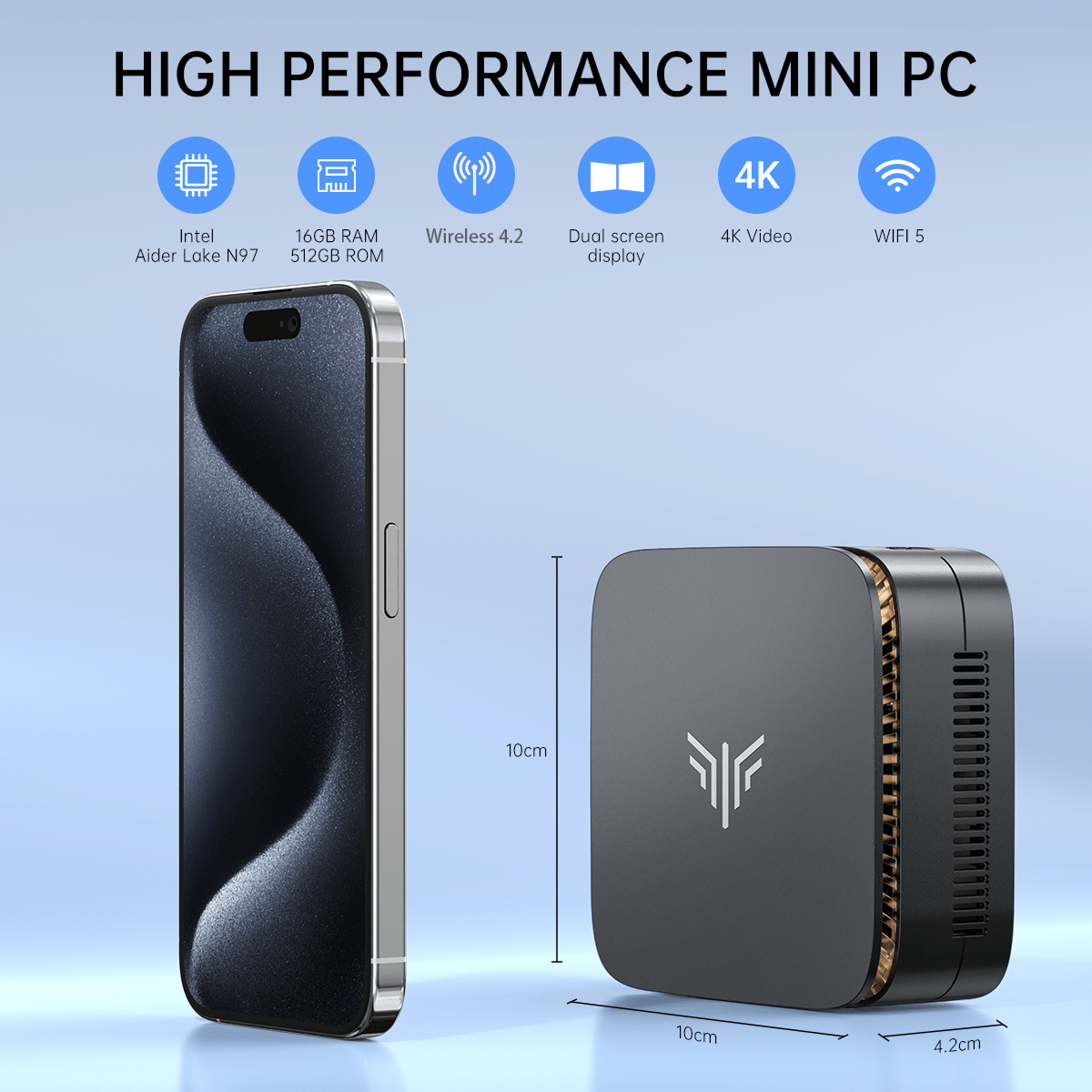 Mini Computer – Mini PC – Compact Desktop – Kleine PC – Energiezuinige Computer – 16GB RAM – 512GB SSD – Intel N95 – Dual 4K @60Hz Displays