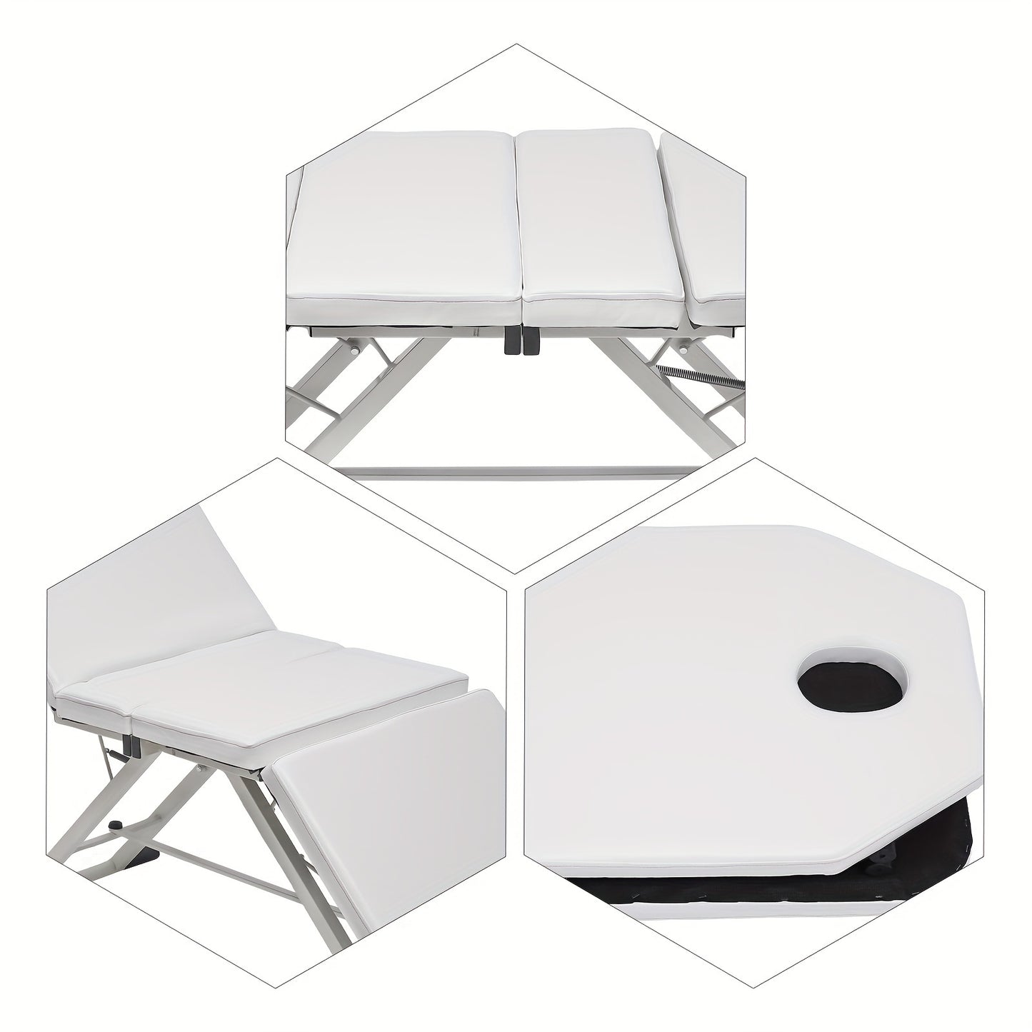 Massagetafel – Behandeltafel – Behandelbank – Massagebed – Beautyligbed – Inklapbaar – Verstelbare 3 Secties – Metaal Frame – Hoogwaardig Schuim