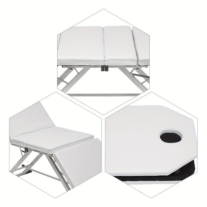 Massagetafel – Behandeltafel – Behandelbank – Massagebed – Beautyligbed – Inklapbaar – Verstelbare 3 Secties – Metaal Frame – Hoogwaardig Schuim