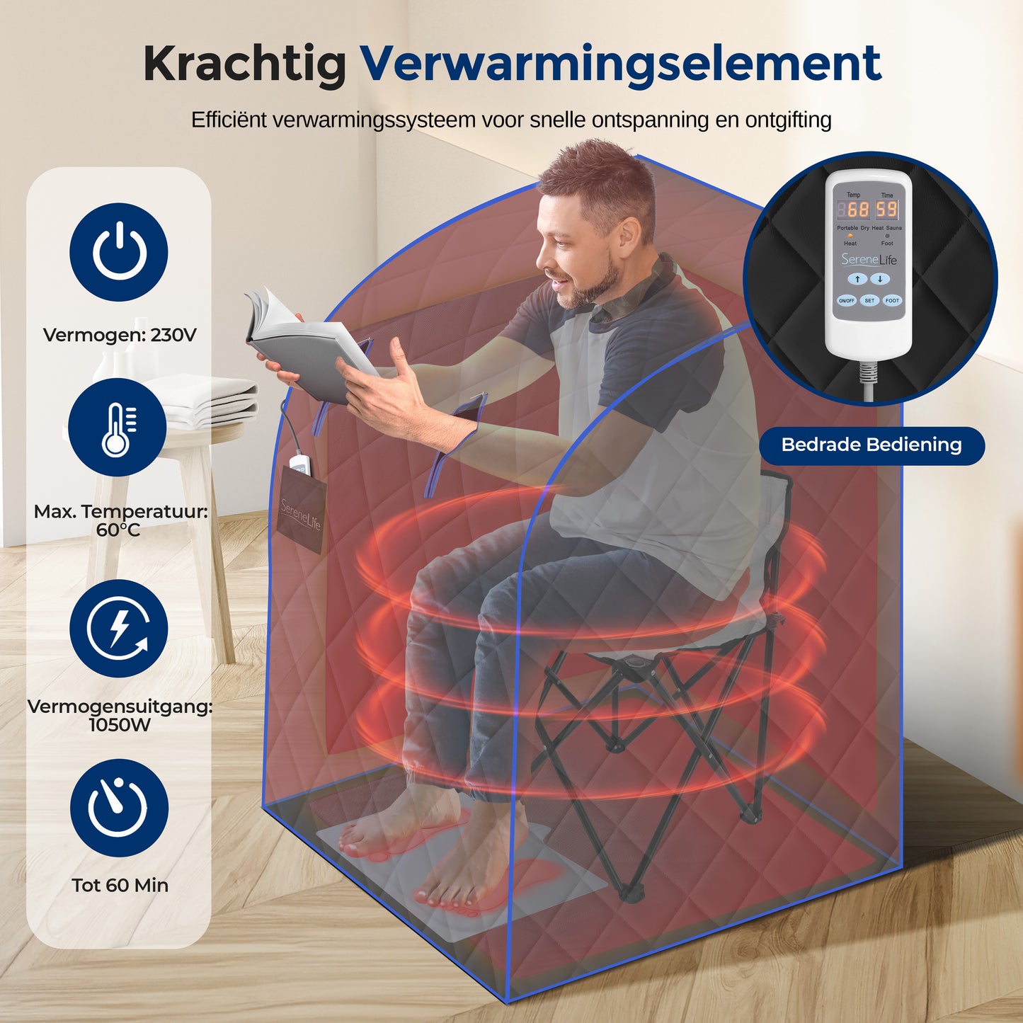 Draagbare Infrarood Sauna – Infra Sauna Tent – Sauna Box – Persoonlijke Sauna – Detox Sauna – Zwart – Inclusief Opvouwbare Stoel – Afstandsbediening – 101,6 x 83,8 cm