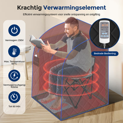Draagbare Infrarood Sauna – Infra Sauna Tent – Sauna Box – Persoonlijke Sauna – Detox Sauna – Zwart – Inclusief Opvouwbare Stoel – Afstandsbediening – 101,6 x 83,8 cm