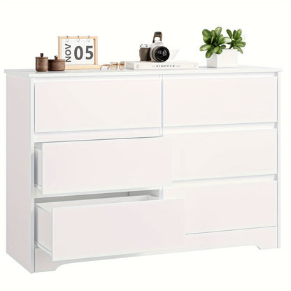 Dressoir – Ladekast – Opbergkast – Kast – Buffetkast – Wit MDF – 6 Ruime Lades