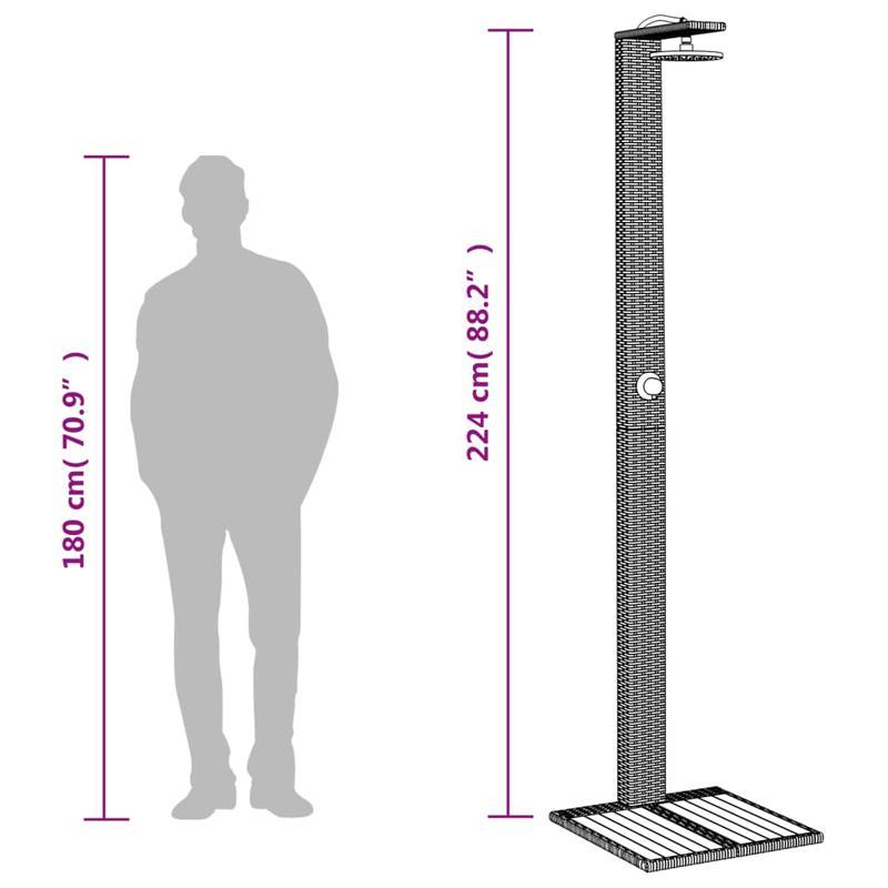 Buitendouche – Tuindouche – Vloerdouche – Zwembaddouche – Campingdouche – Duurzaam Metalen Frame – 3 Verstelbare Sproeikoppen – Ergonomische Hendel – 50x55x224 cm – Zonder Elektriciteit