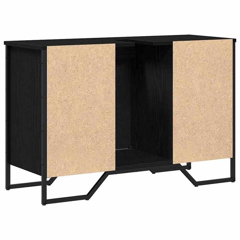 Badkamerkast – Badkamermeubel – Opbergkast – Waskast – Toiletkast – Zwarte Eiken – Compact 91x35x60 cm – MDF en Massief Hout – Wandhangend – Ruimtebesparend