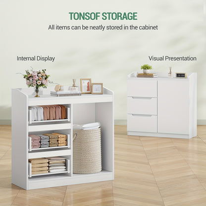 Ladekast – Ladenkast – Kommode – Opbergkast – Dressoir – Wit – 5 Lades – MDF – 40x80x87 cm – Werkblad Met Opstaande Rand – Modern Design