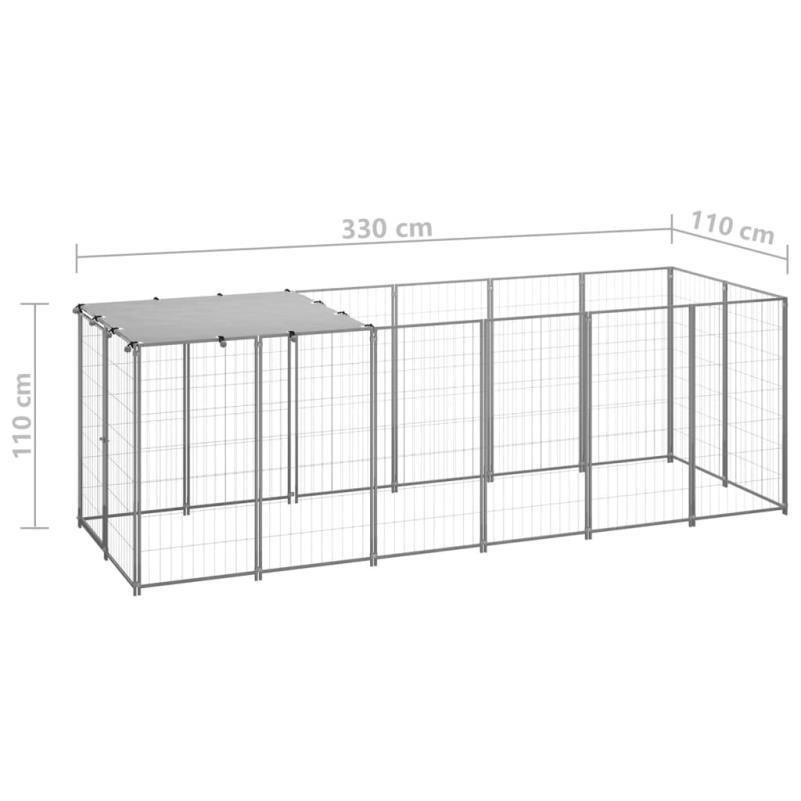 Hondenkennel – Hondenren – Hondenkooi – Dierenverblijf – Hondenhok – Groot 330x110x110 cm – Stevige Stalen Constructie – Weerbestendig Veilig Verblijf