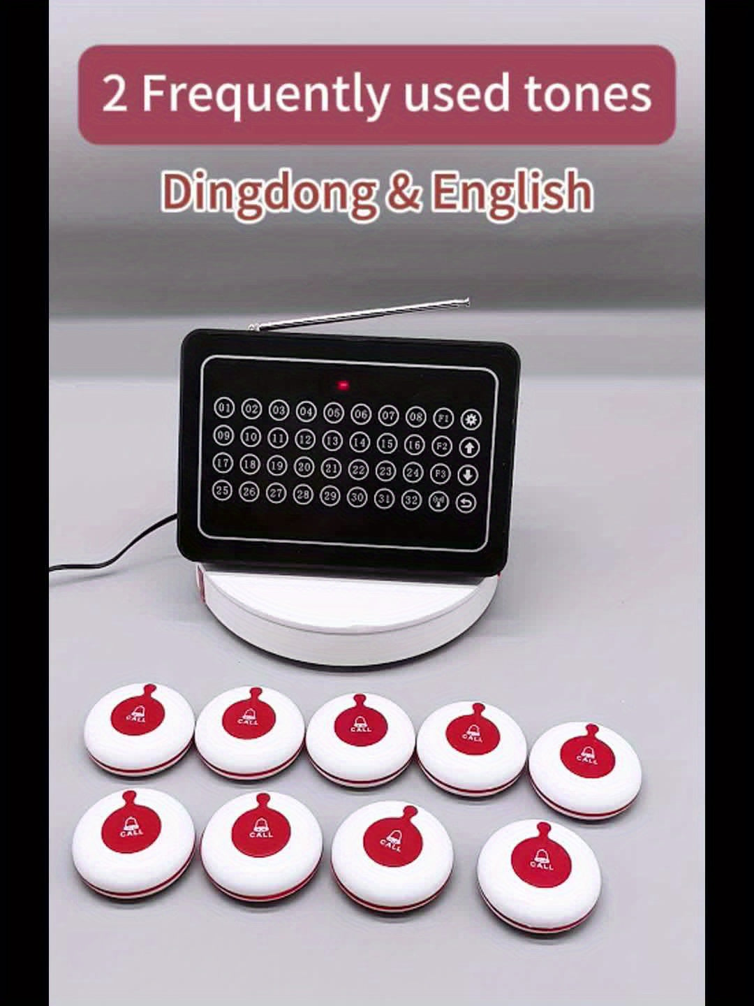 Belfoon – Draadloos Oproepsysteem – Oproepknop – Service Pager – Horeca Communicatiesysteem – Bereik 150m – Touchscreen Display met 20 Knoppen