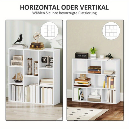 Boekenkast – Boekenrek – Opbergkast – Vakkenkast – Witte 8-laags Open Kast – Compact 74x24x80 cm – Draagkracht 64 kg