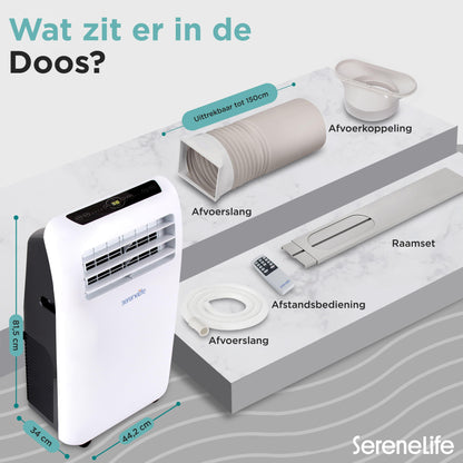 Mobiele Airconditioner – Draagbare Airco – Verplaatsbare Koeler – Mobiele Ventilator – 3-in-1 Klimaatbeheersing – 9.000 BTU Koeling – Ingebouwde Ontvochtiger met Afstandsbediening
