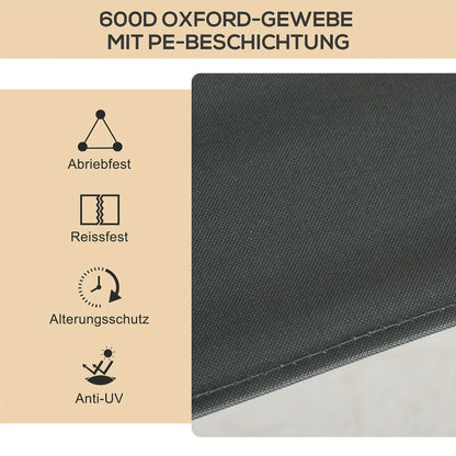 Lounge Stoel – Inklapbare Stoel – Tuinstoel – Strandstoel – Relaxstoel – Set Van 2 – Stevig Stalen Frame – Donkergrijs Met Houten Look