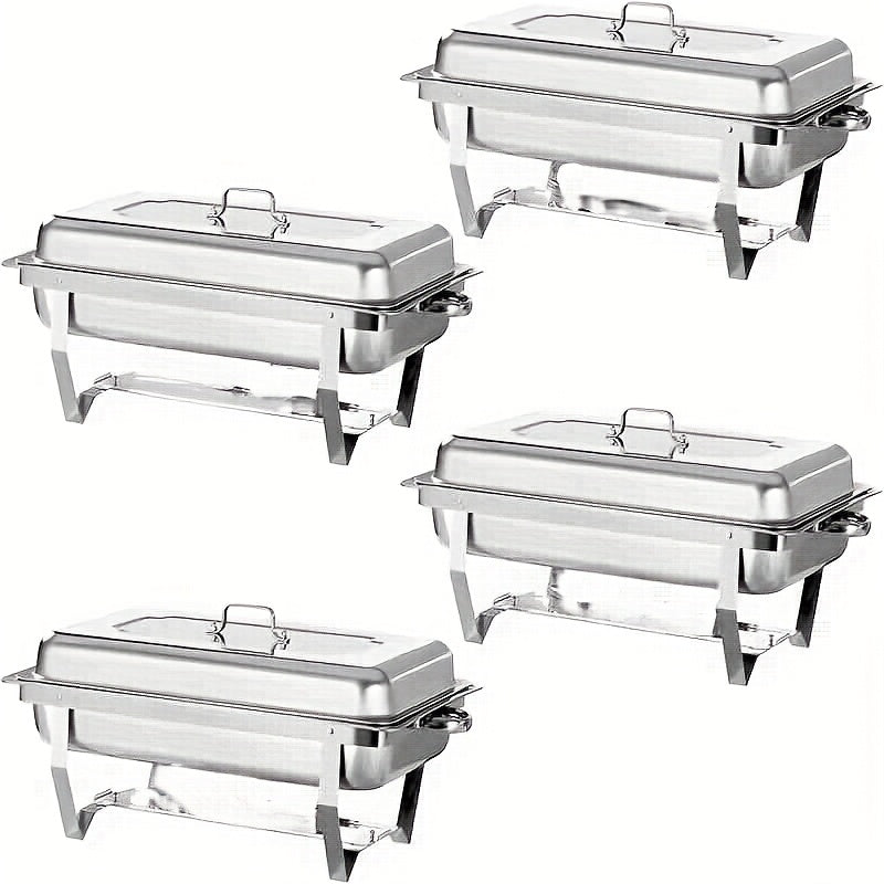 Warmhoudplaat – Buffetwarmer – Chafing Dish – Warmhoudschaal – Rechaud – 4-Pack – RVS 408 Voedselveilig – 9 Liter Inhoud